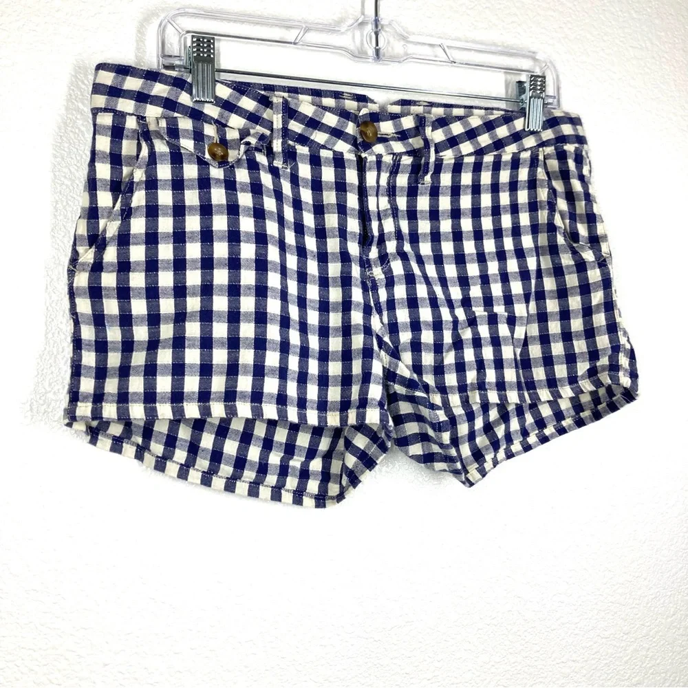 Lucky Brand Shorts Dispatcher Gingham 29 Navy Cotton Linen - Picture 4 of 16